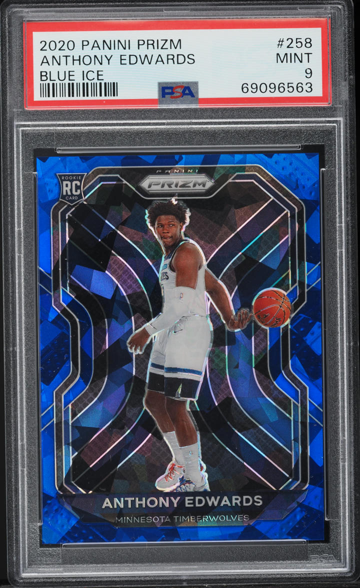 2020 Panini Prizm Blue Ice Anthony Edwards ROOKIE /125 #258 PSA 9 MINT