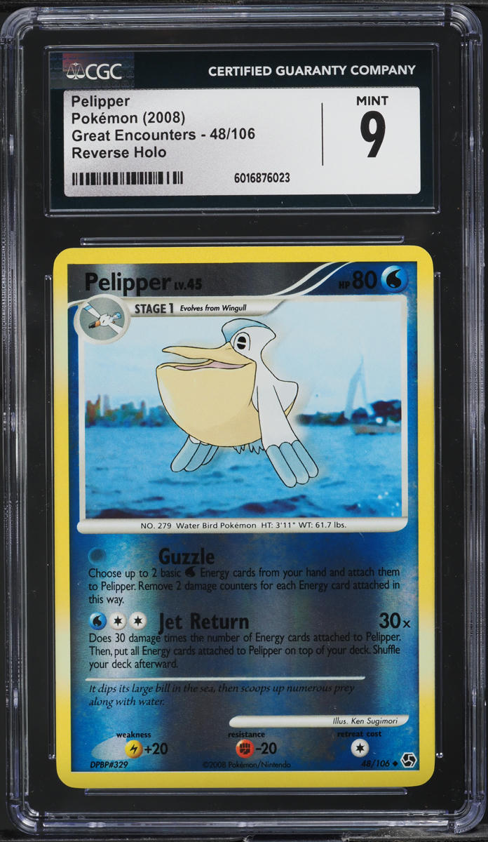 2008 Pokemon Diamond & Pearl Great Encounters Reverse Holo Pelipper #48 CGC 9