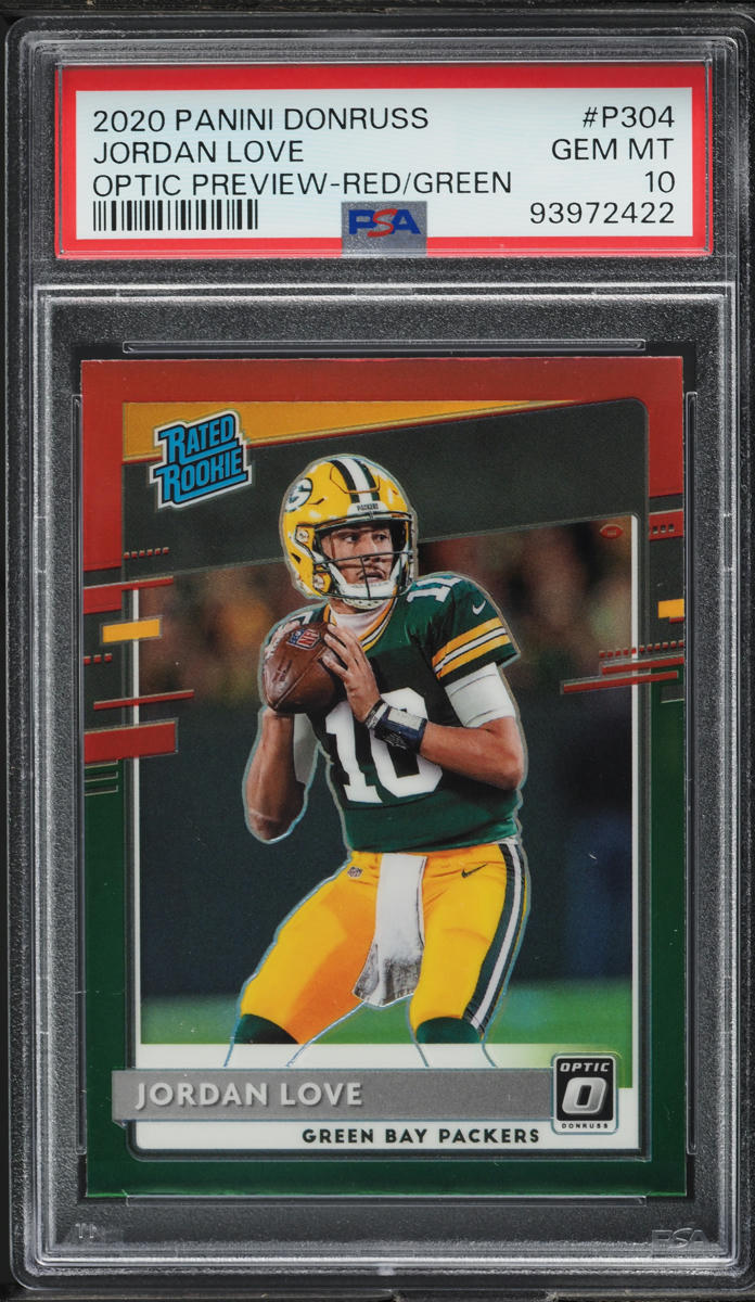 2020 Donruss Optic Preview Red Green Jordan Love ROOKIE #P-304 PSA 10 GEM MINT