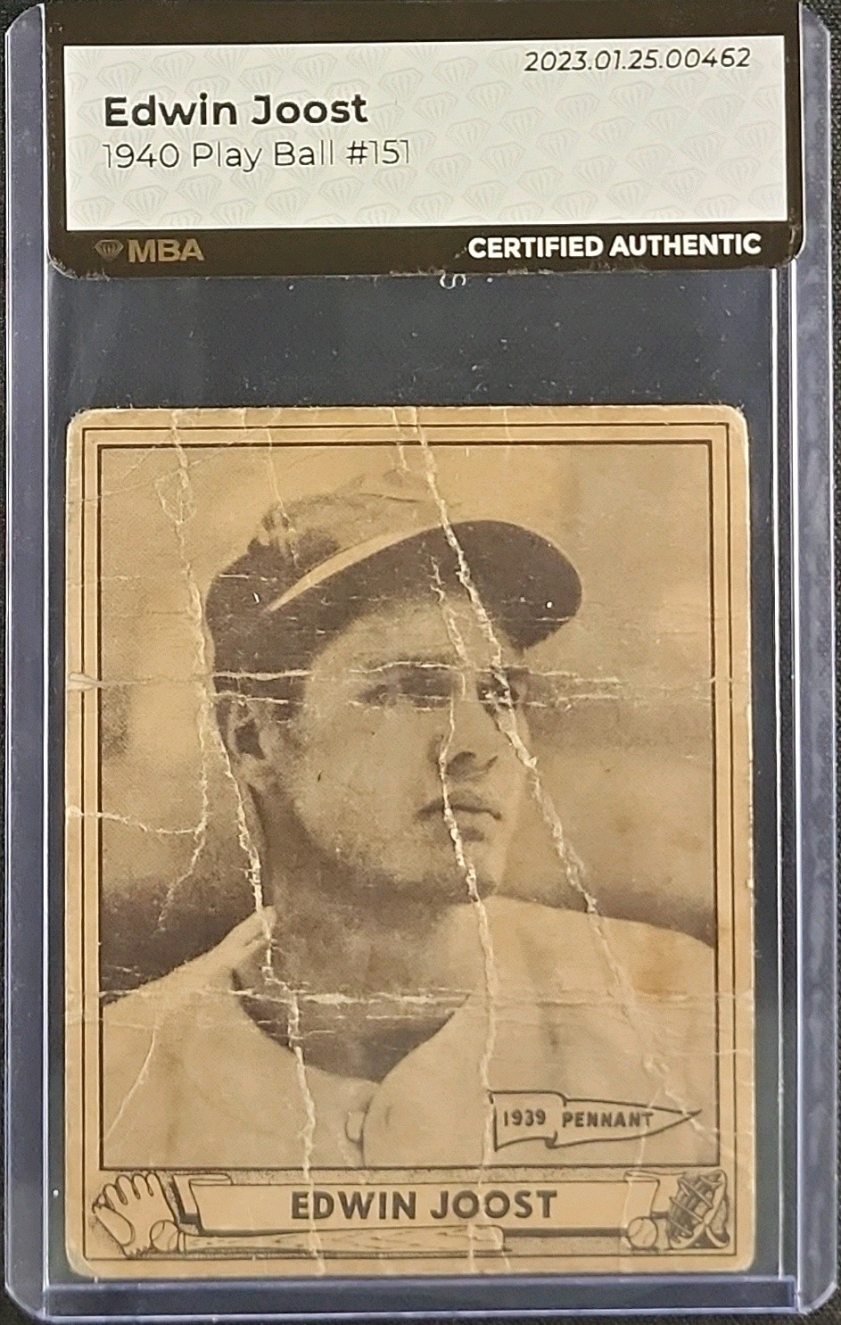 1940 Play Ball Eddie Joost #151 MBA AUTH