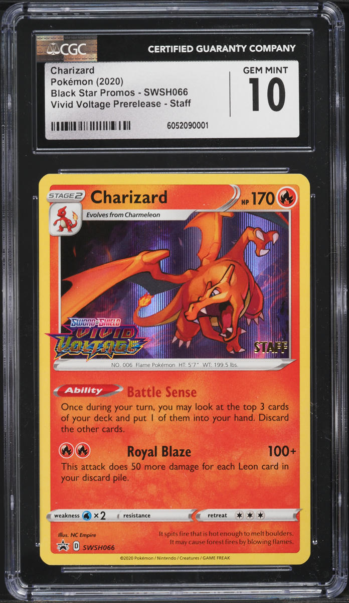 2020 Pokemon SWSH Vivid Voltage Prerelease Staff Holo Charizard #66 CGC 10 GEM
