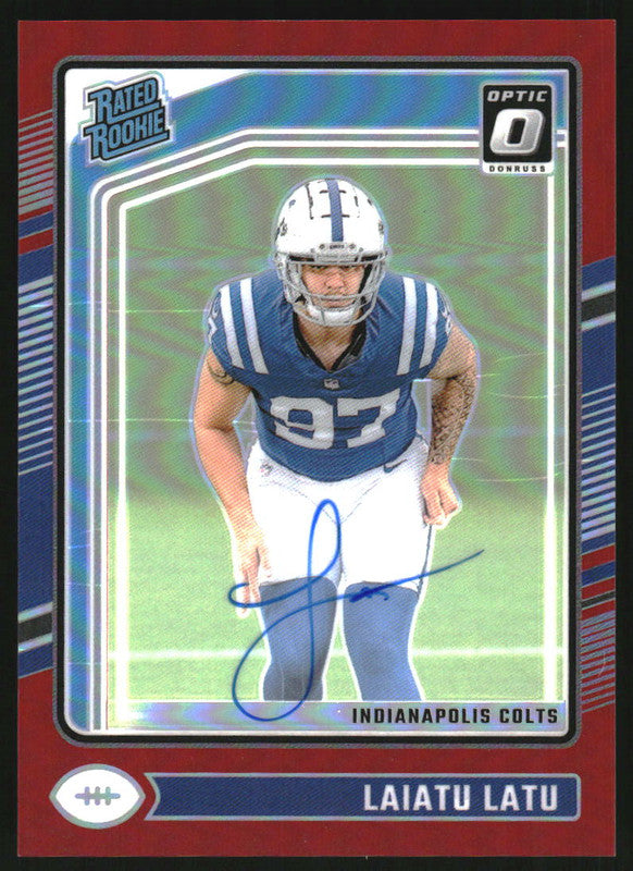 2024 Donruss Optic Rated Rookies Autographs Red Laiatu Latu Rookie RC Auto /75