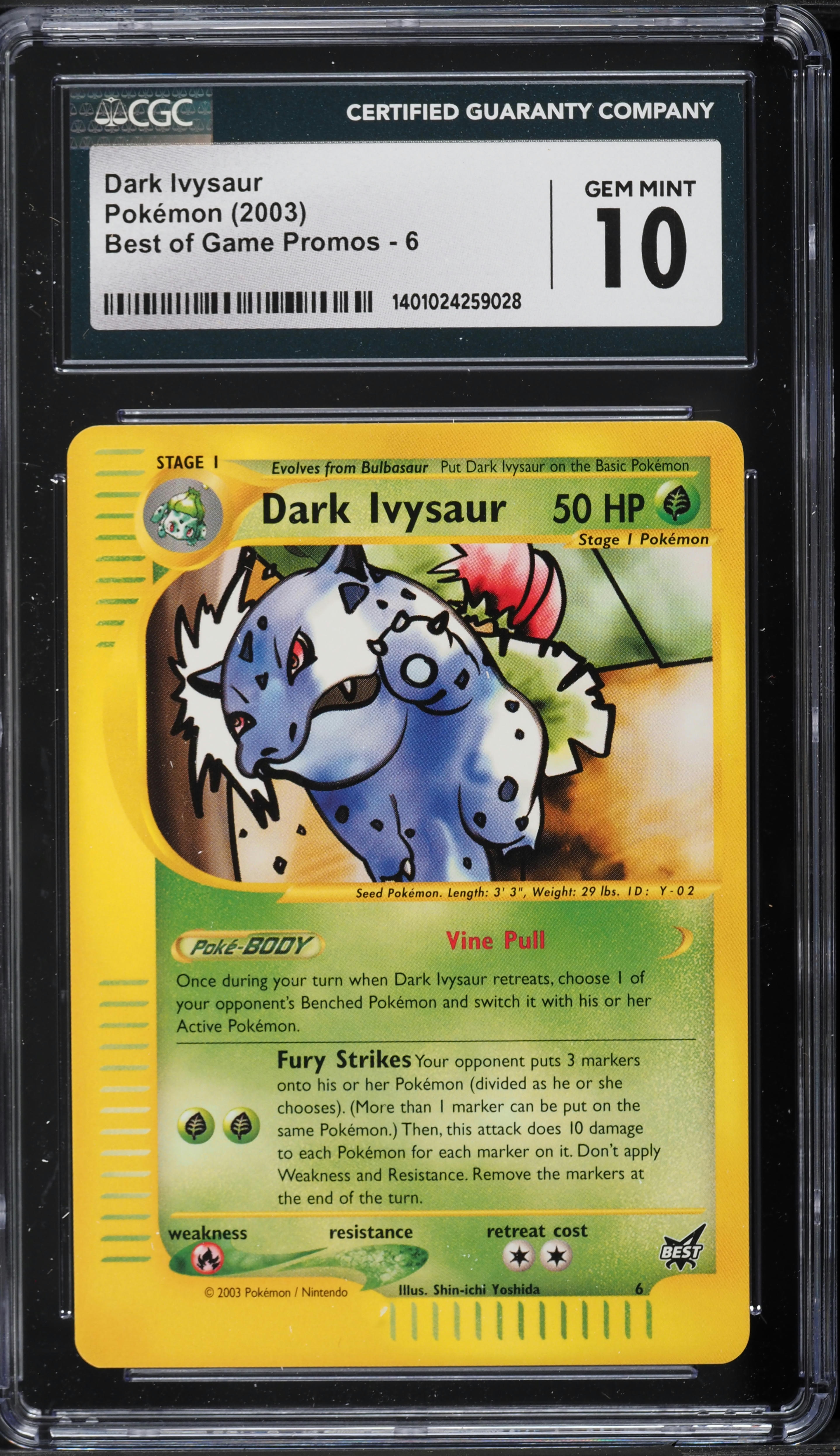 2003 Pokemon Best Of Game Promo Dark Ivysaur #6 CGC 10 GEM MINT