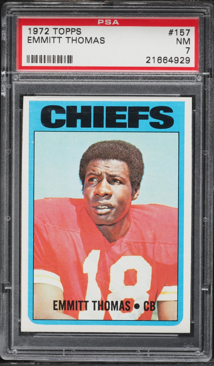 1972 Topps Football Emmitt Thomas ROOKIE #157 PSA 7 NRMT