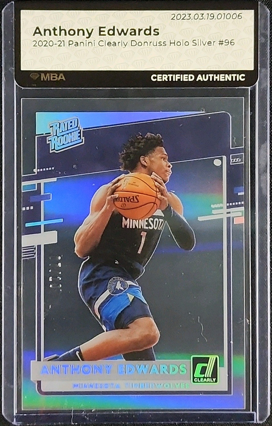 2020 Panini Clearly Donruss Holo Silver Anthony Edwards ROOKIE /10 #96 MBA AUTH