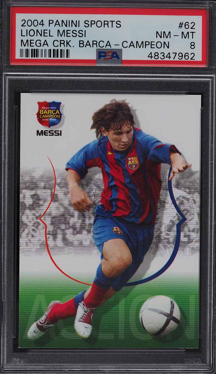 2004 Panini Sports Mega Cracks Campio Lionel Messi ROOKIE RC #62 PSA 8 NM-MT