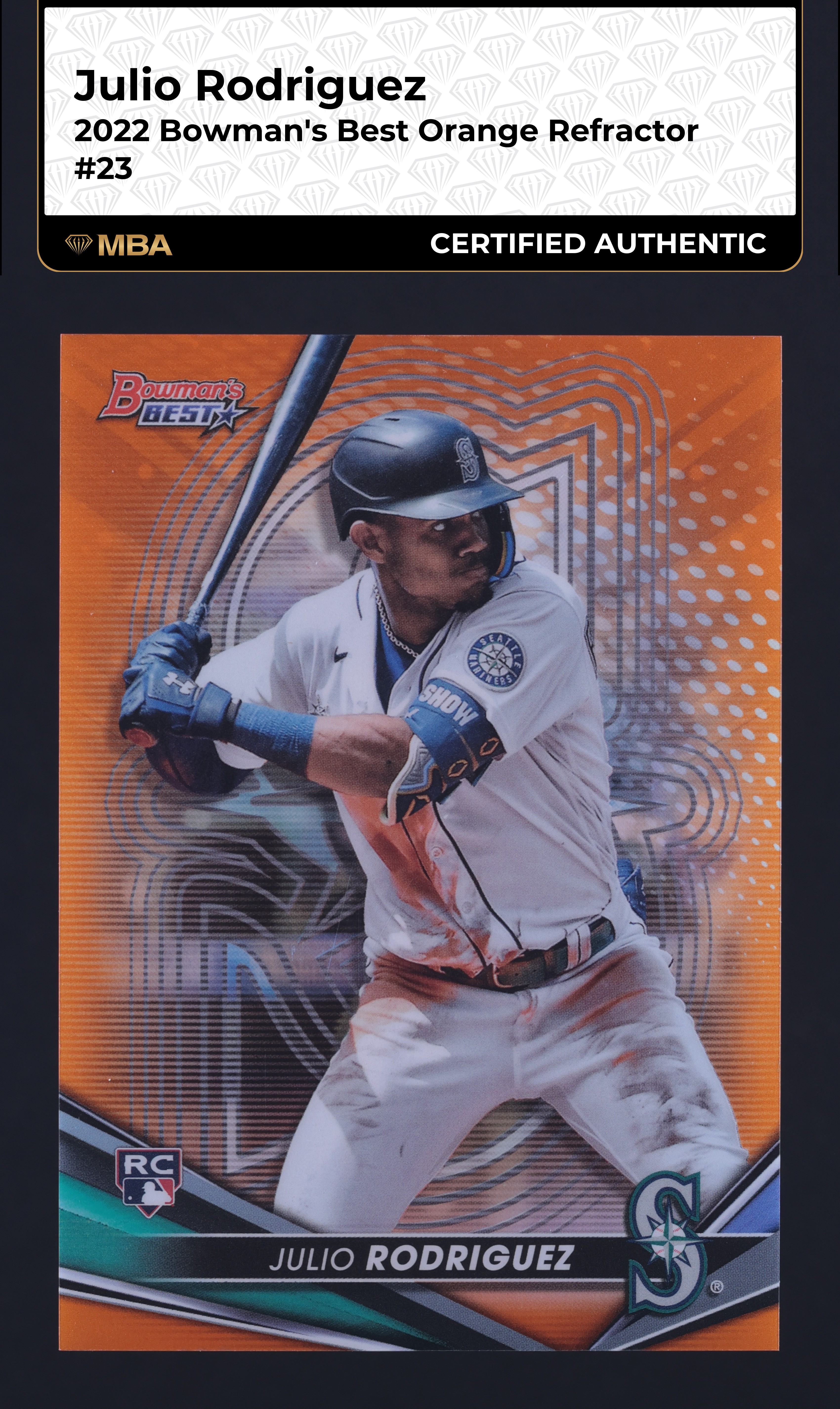 2022 Bowman's Best Orange Refractor Julio Rodriguez ROOKIE /25 #23 MBA AUTH
