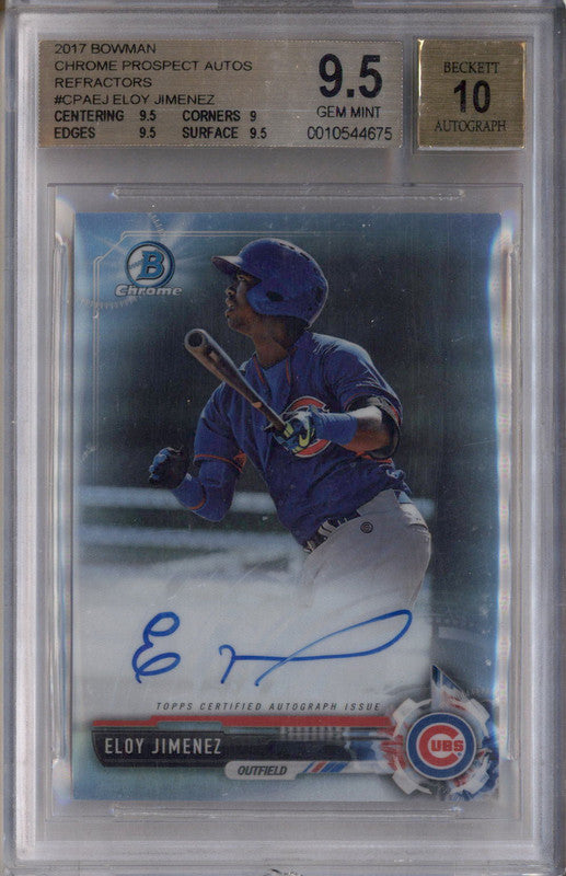 2017 Bowman Chrome Autographs Refractors #CPAEJ Eloy Jimenez Auto /499 BGS 9.5
