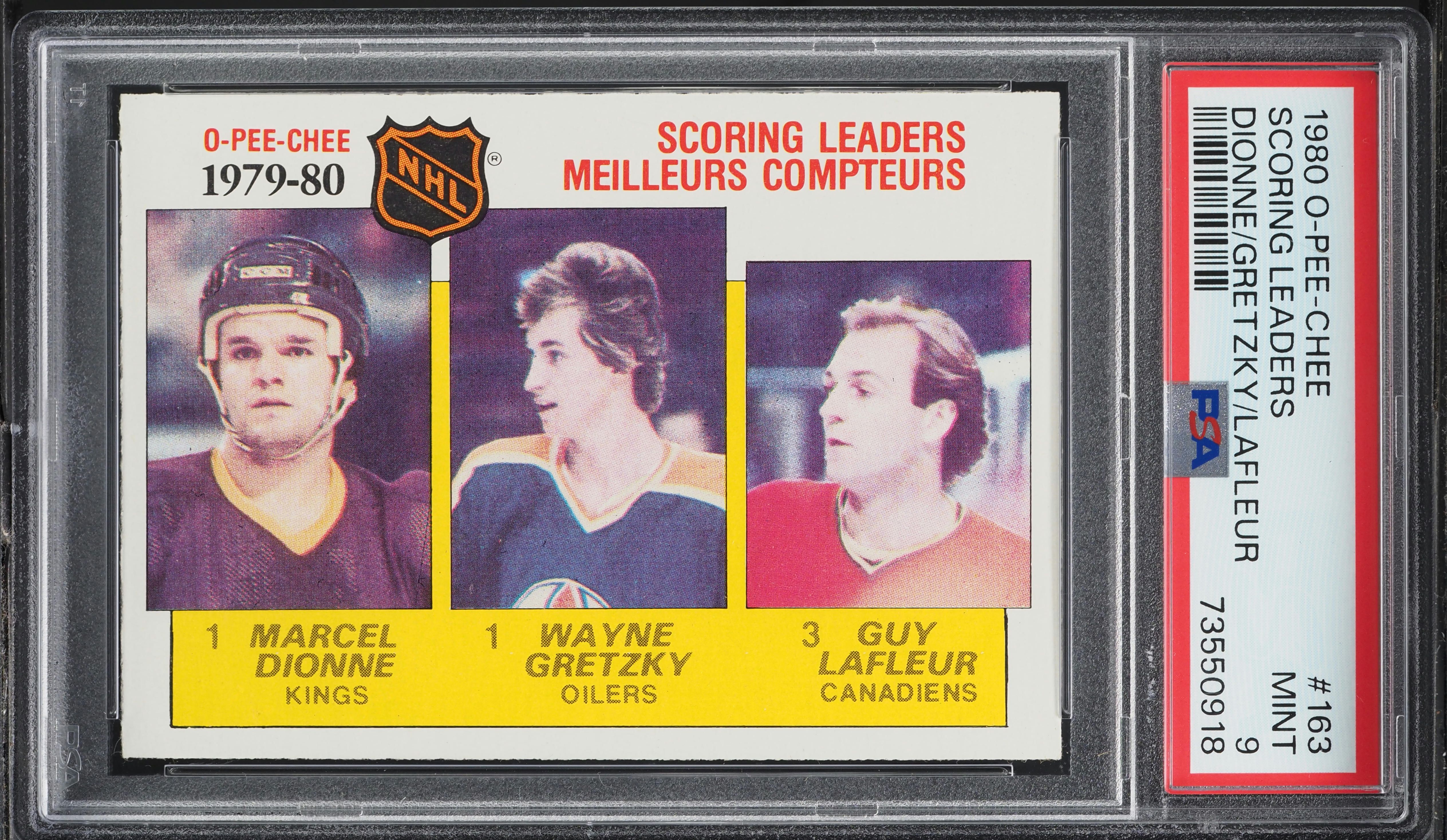 1980 O-Pee-Chee Hockey Wayne Gretzky Guy LaFleur Dionne ASSIST LDRS #163 PSA 9