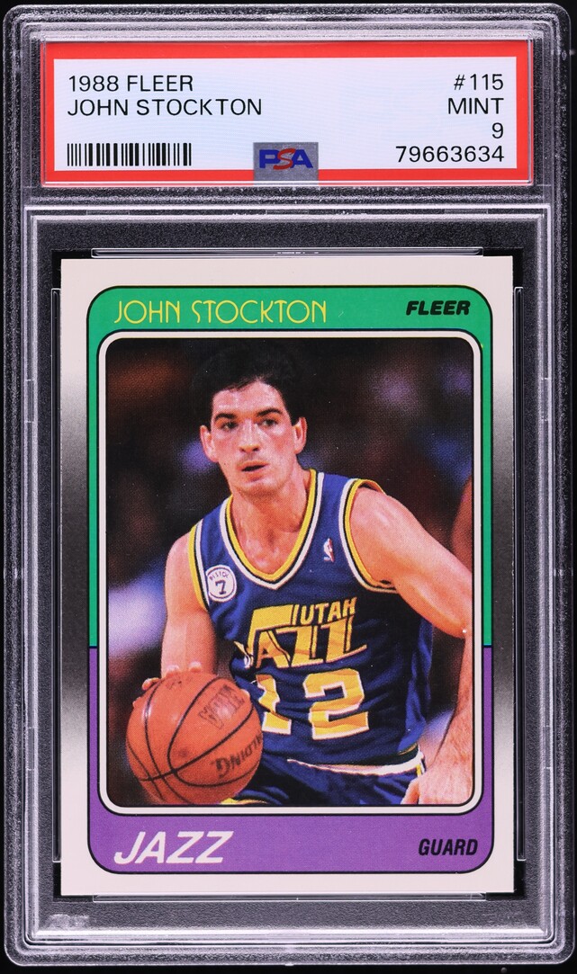 1988 Fleer Basketball John Stockton ROOKIE #115 PSA 9 MINT