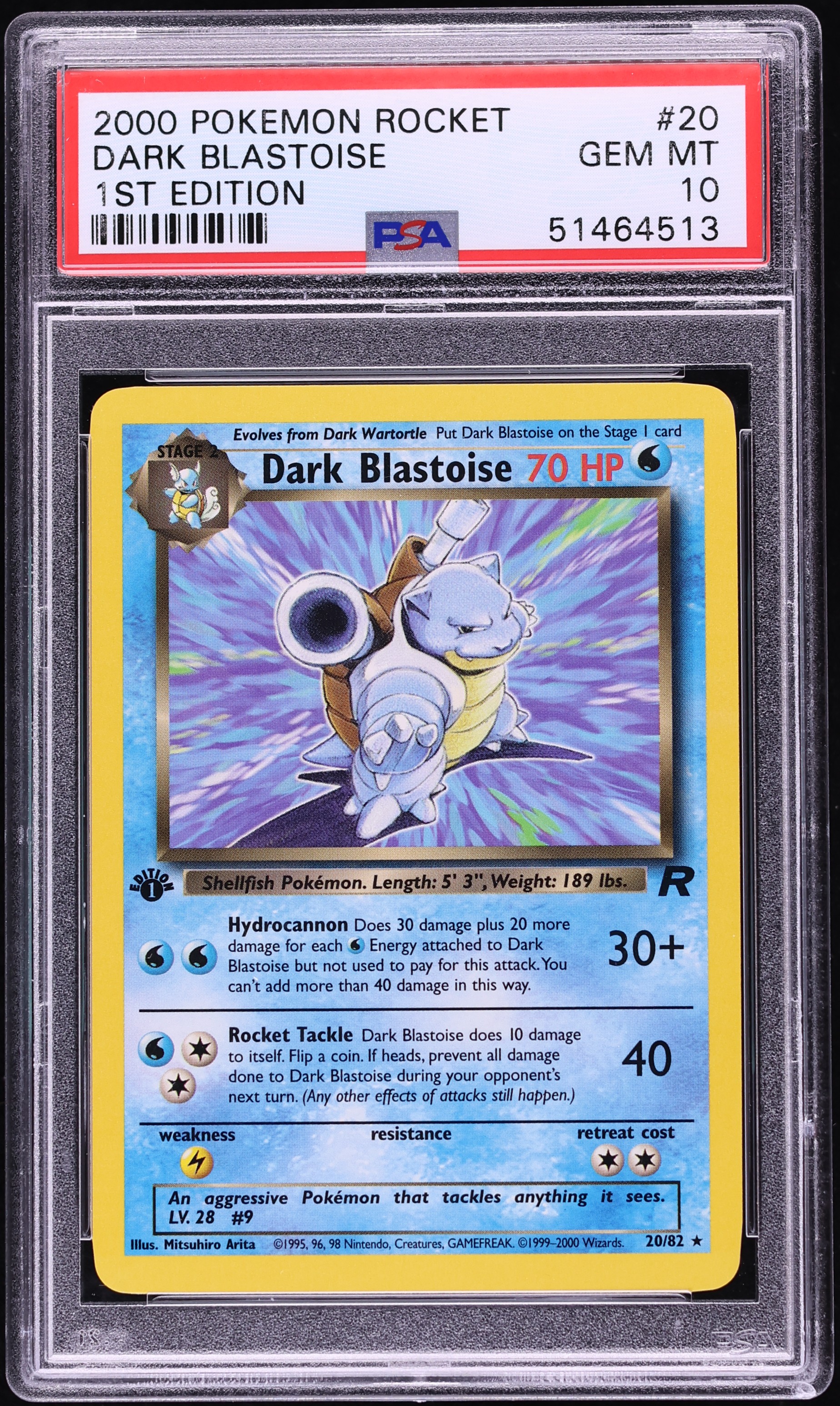 2000 Pokemon Team Rocket 1st Edition Dark Blastoise #20 PSA 10 GEM MINT