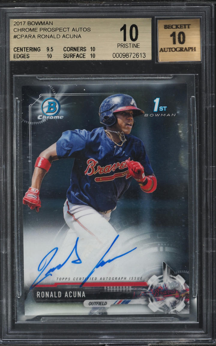 2017 Bowman Chrome Ronald Acuna Jr. PROSPECT AUTO #CPA-RA BGS 10 PRISTINE