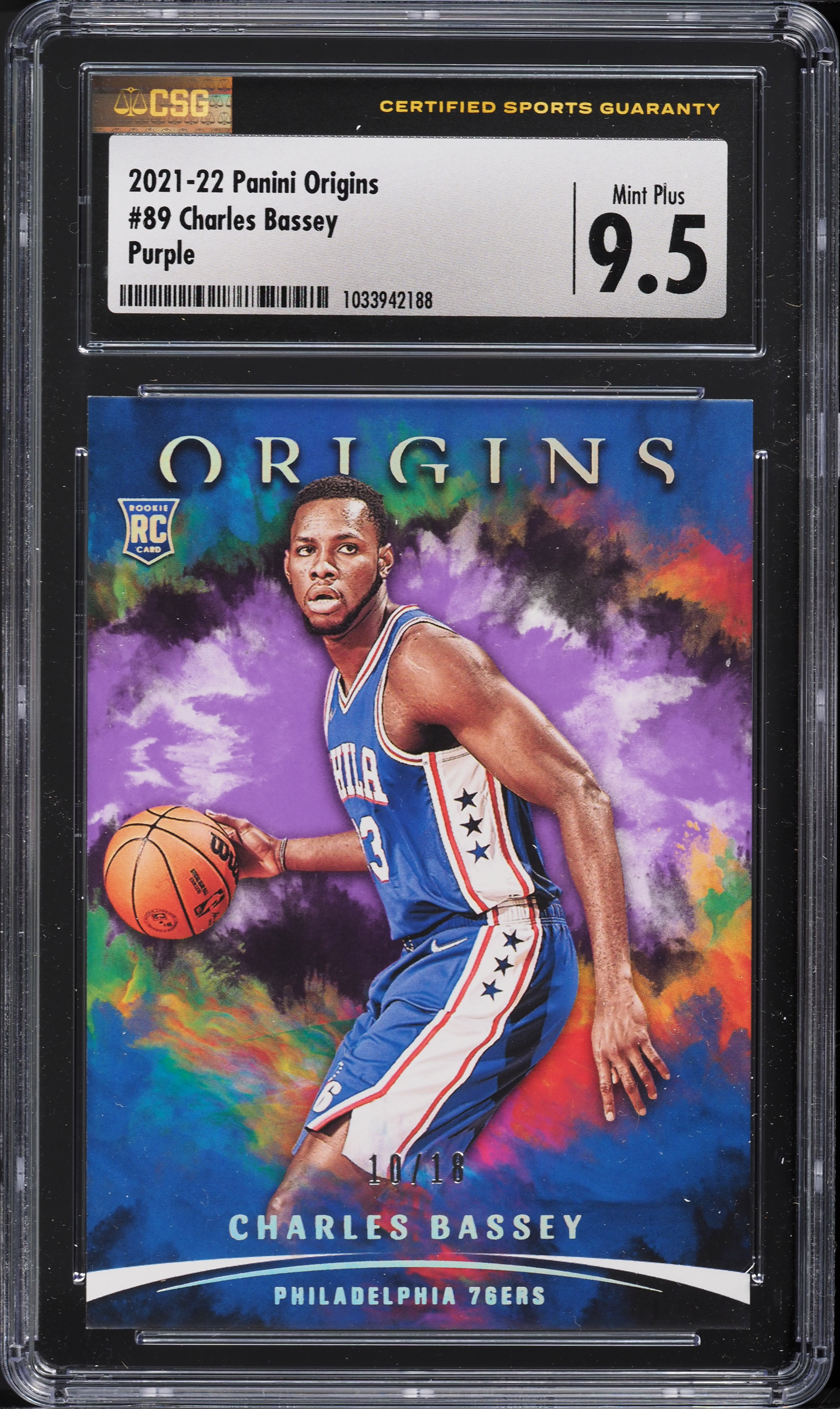 2021 Panini Origins Purple Charles Bassey ROOKIE /18 #89 CSG 9.5 MINT+