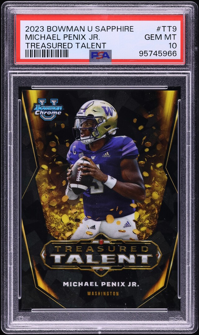 2023 Bowman Chrome U Sapphire Treasured Talent Michael Penix Jr. ROOKIE PSA 10