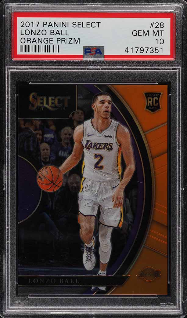 2017 Select Orange Prizm Lonzo Ball ROOKIE RC /75 #28 PSA 10 GEM MINT