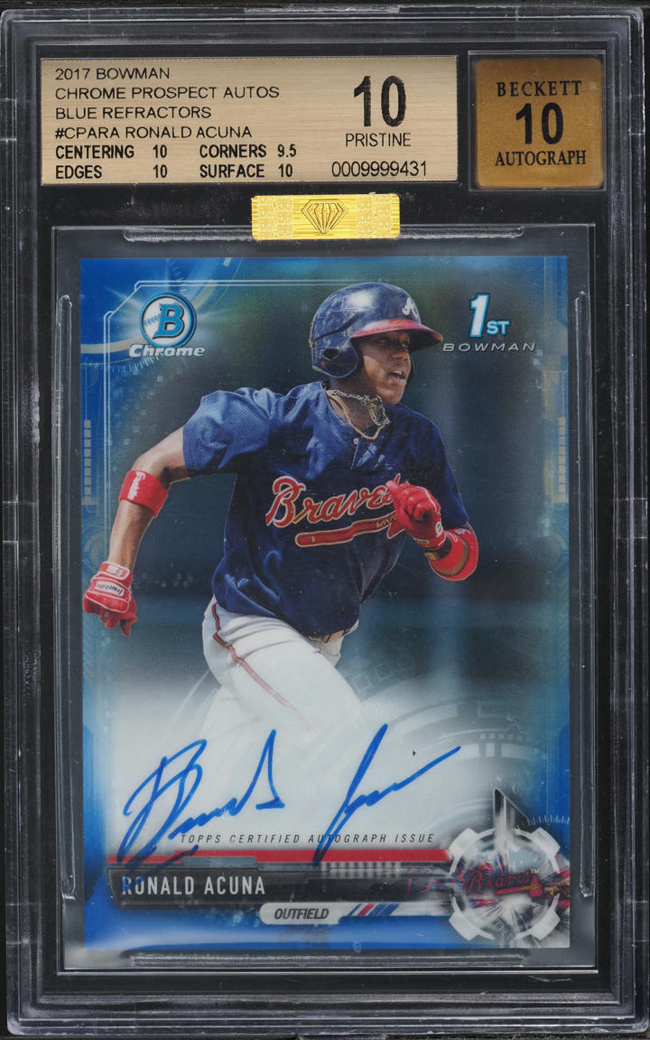2017 Bowman Chrome Blue Refractor Ronald Acuna PROSPECT AUTO /150 BGS 10