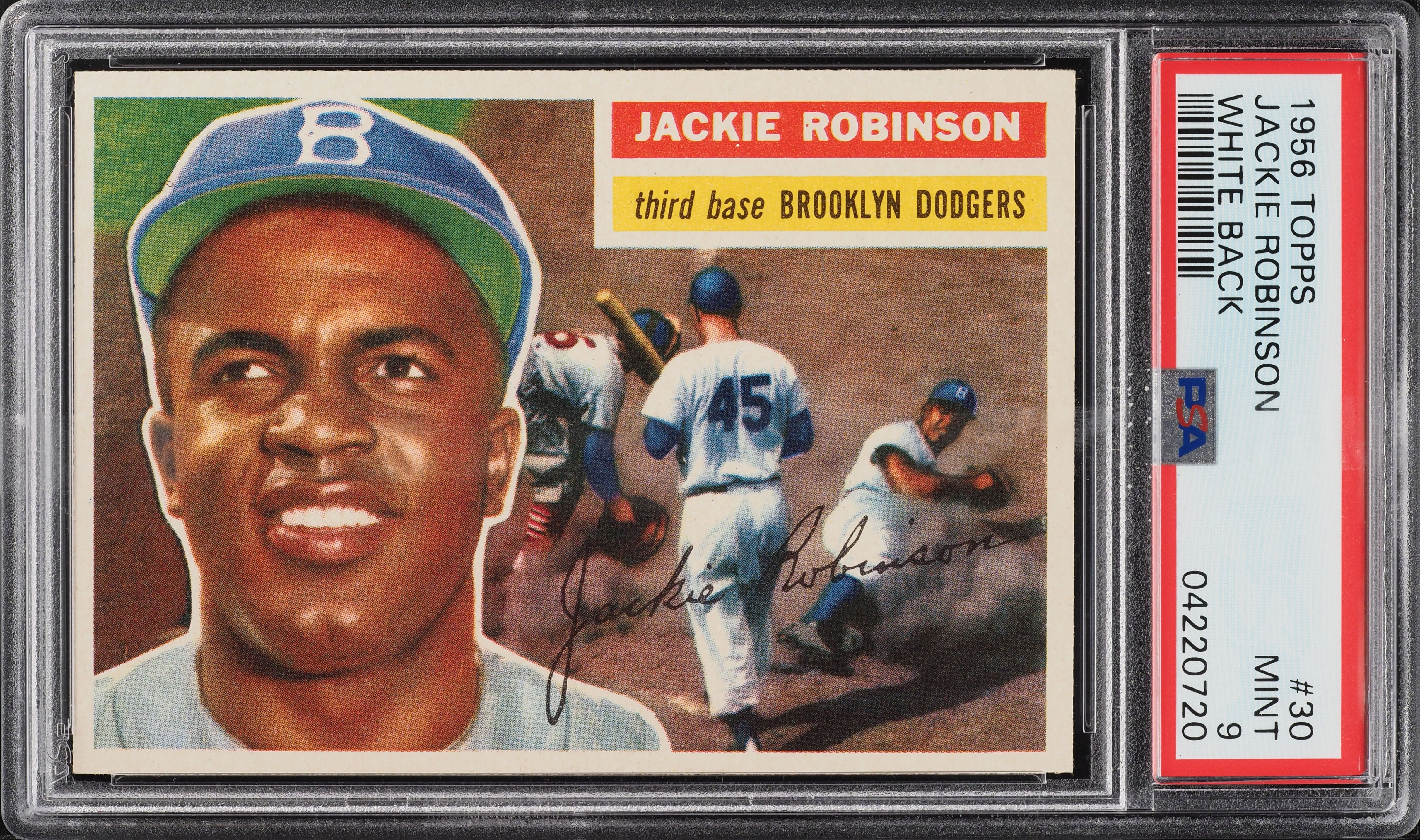 1956 Topps Jackie Robinson WHITE BACK #30 PSA 9 MINT