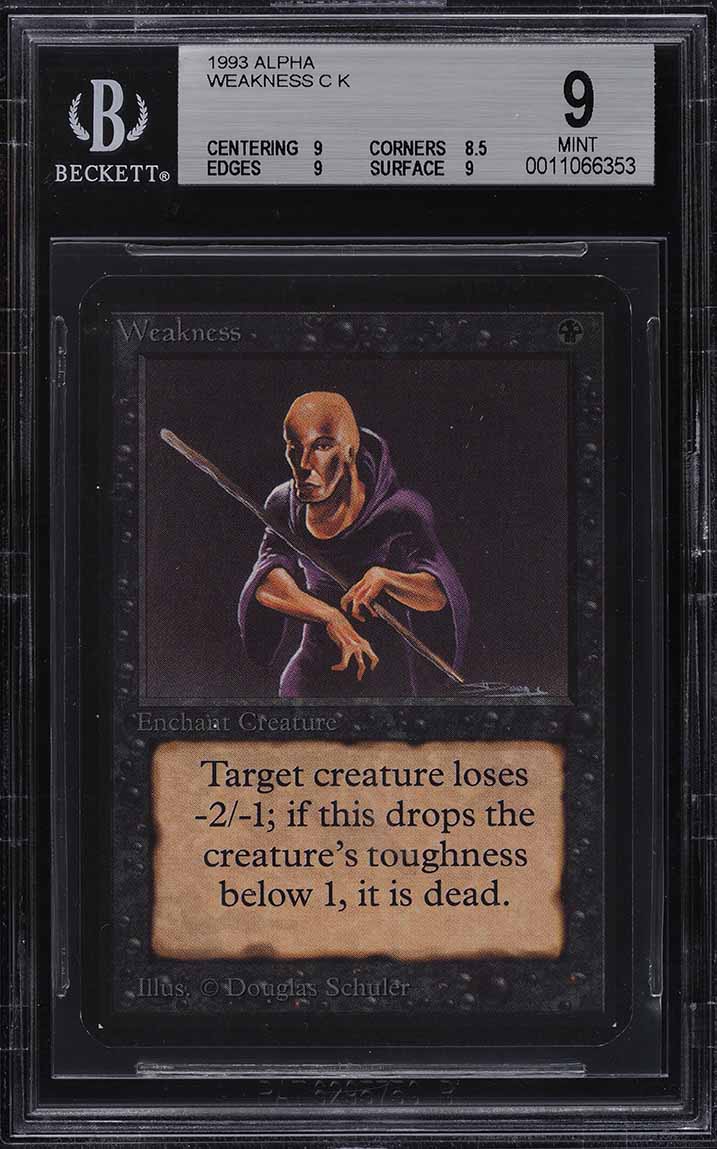 1993 Magic The Gathering MTG Alpha Weakness C K BGS 9 MINT