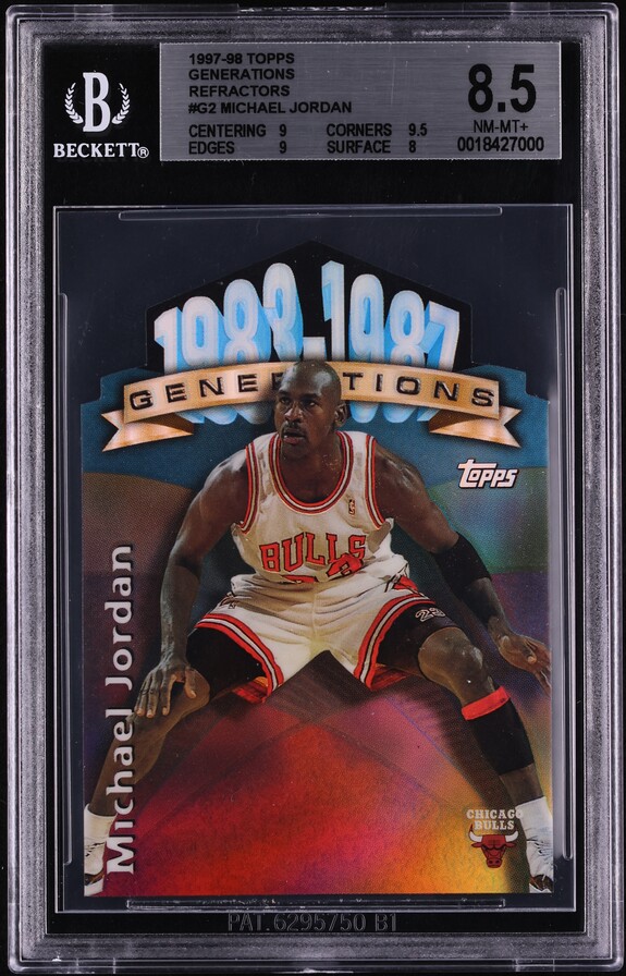 1997 Topps Generations Refractor Michael Jordan #G2 BGS 8.5 NM-MT+