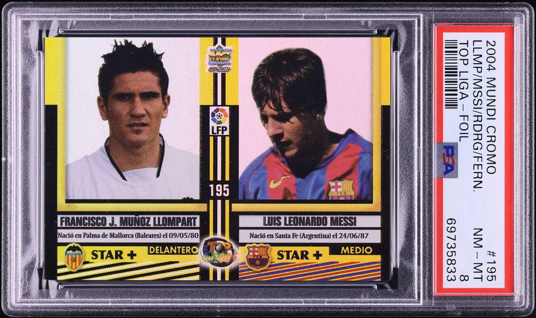 2004 Mundi Cromo Top Liga Foil Lionel Messi ROOKIE #195 PSA 8 NM-MT