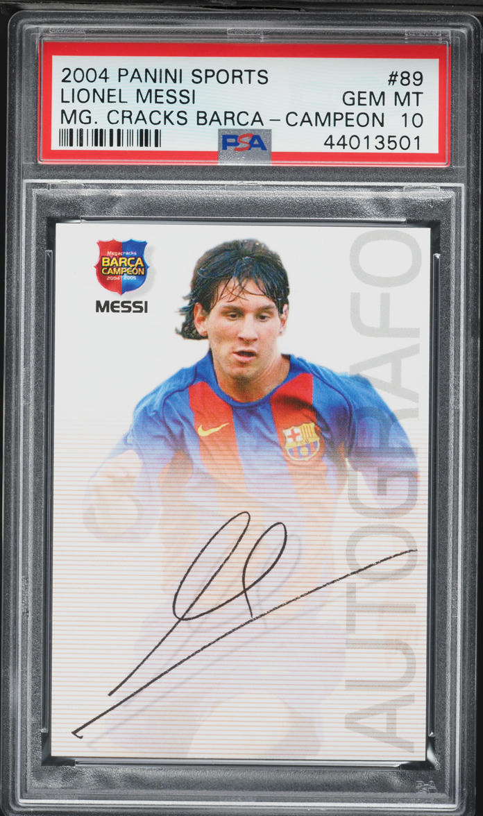 2004 Panini Sports Mega Cracks Barca Campeon Lionel Messi ROOKIE #89 PSA 10 GEM