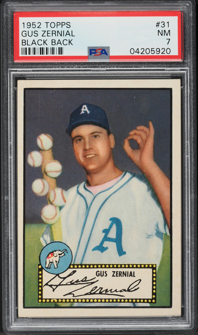1952 Topps Gus Zernial BLACK BACK #31 PSA 7 NRMT