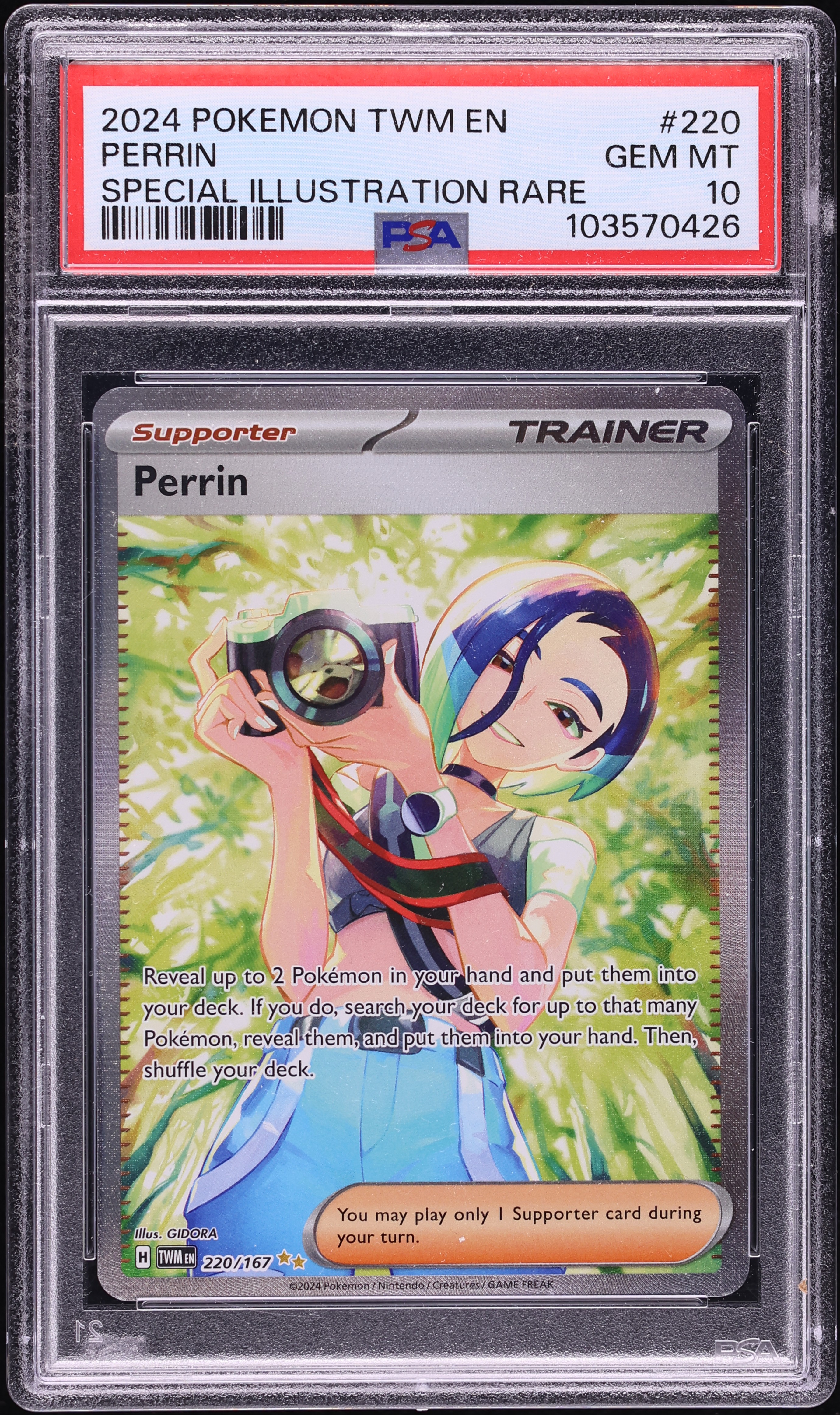 2024 Pokemon Scarlet & Violet Twilight Masquerade SIR Perrin #220 PSA 10 GEM MINT