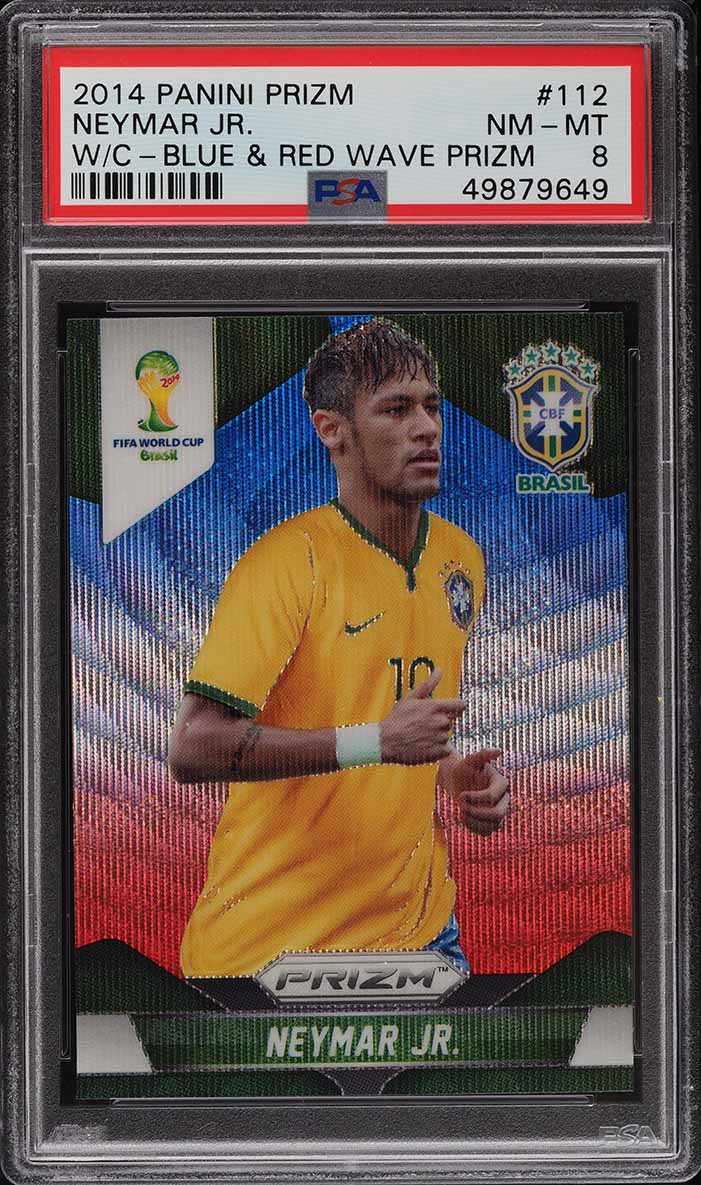 2014 Panini Prizm World Cup Blue & Red Wave Neymar Jr. #112 PSA 8 NM-MT