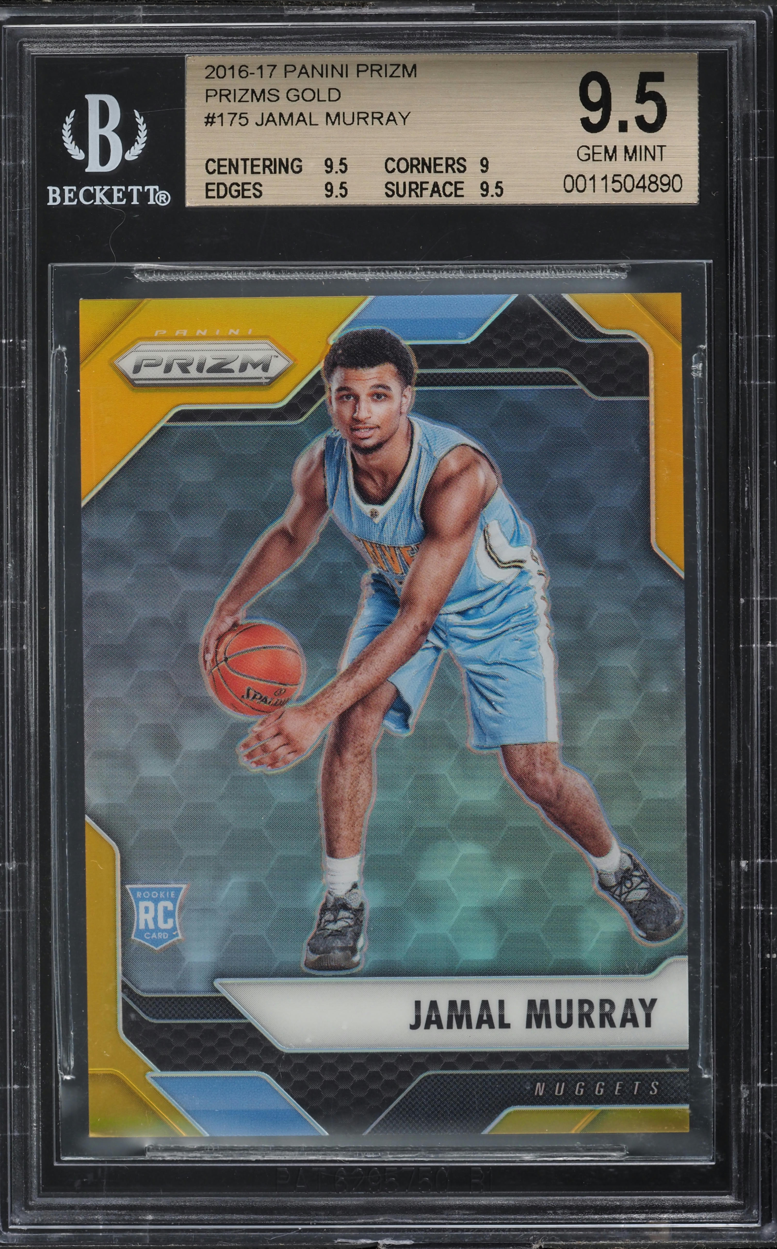 2016 Panini Prizm Gold Jamal Murray ROOKIE /10 #175 BGS 9.5 GEM MINT