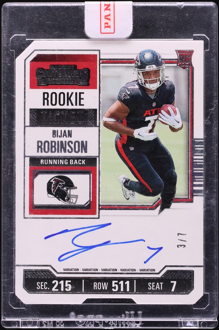 2023 Panini Contenders Variation Ticket Stub Bijan Robinson ROOKIE AUTO /7 #103