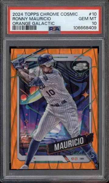 2024 Topps Chrome Cosmic Orange Galactic #10 Ronny Mauricio RC /25 PSA 10