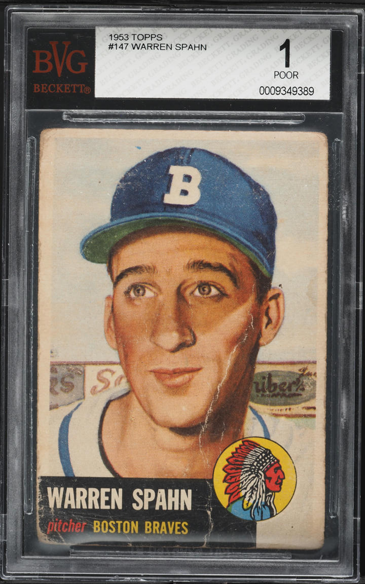 1953 Topps Warren Spahn #147 BVG 1 PR