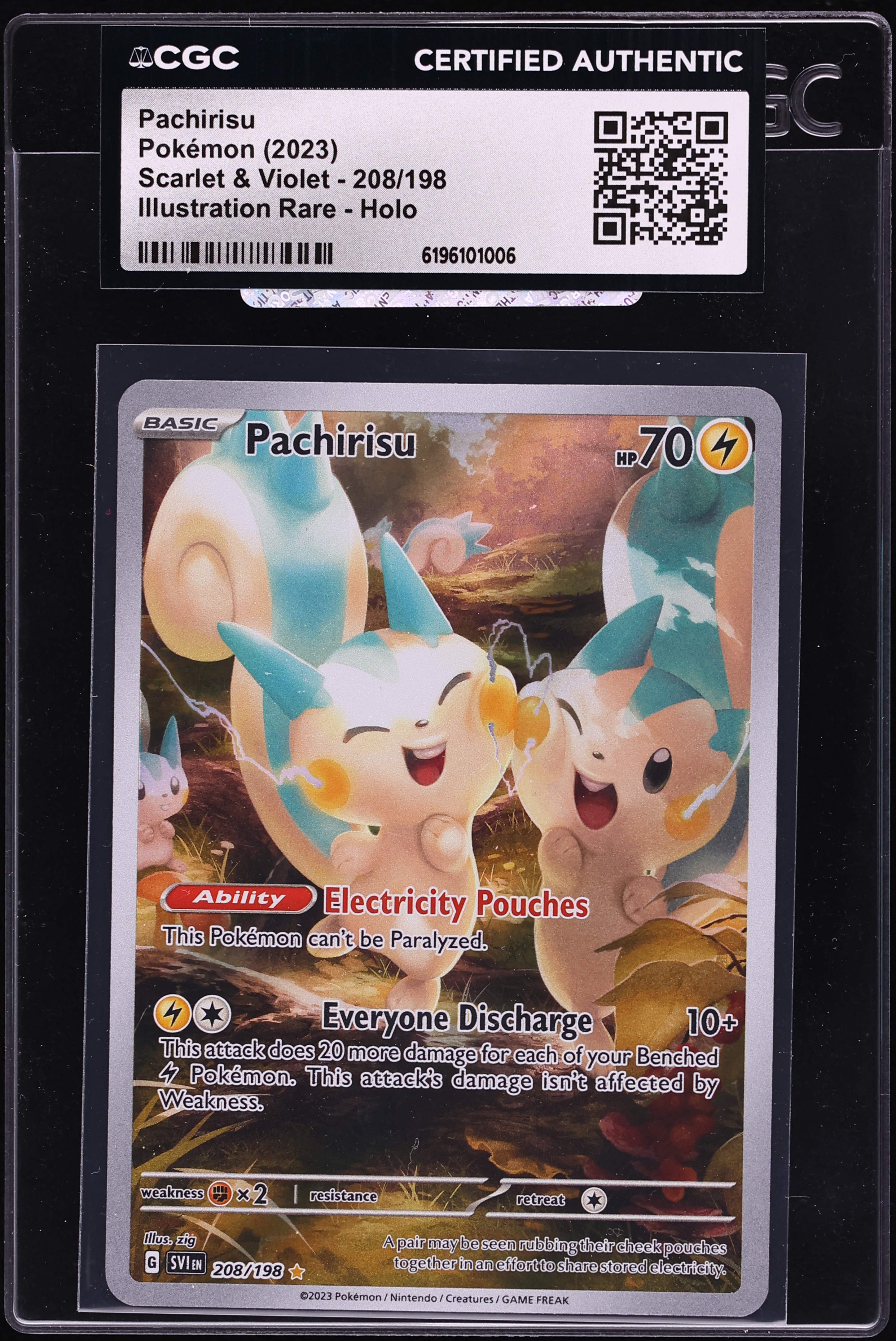 2023 Pokemon Scarlet & Violet IR Pachirisu #208 CGC AUTH