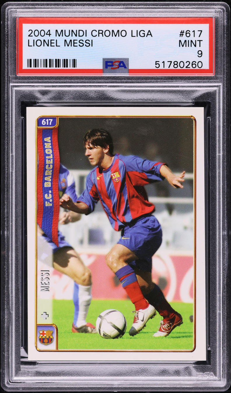 2004 Mundi Cromo Liga Soccer Lionel Messi ROOKIE #617 PSA 9 MINT