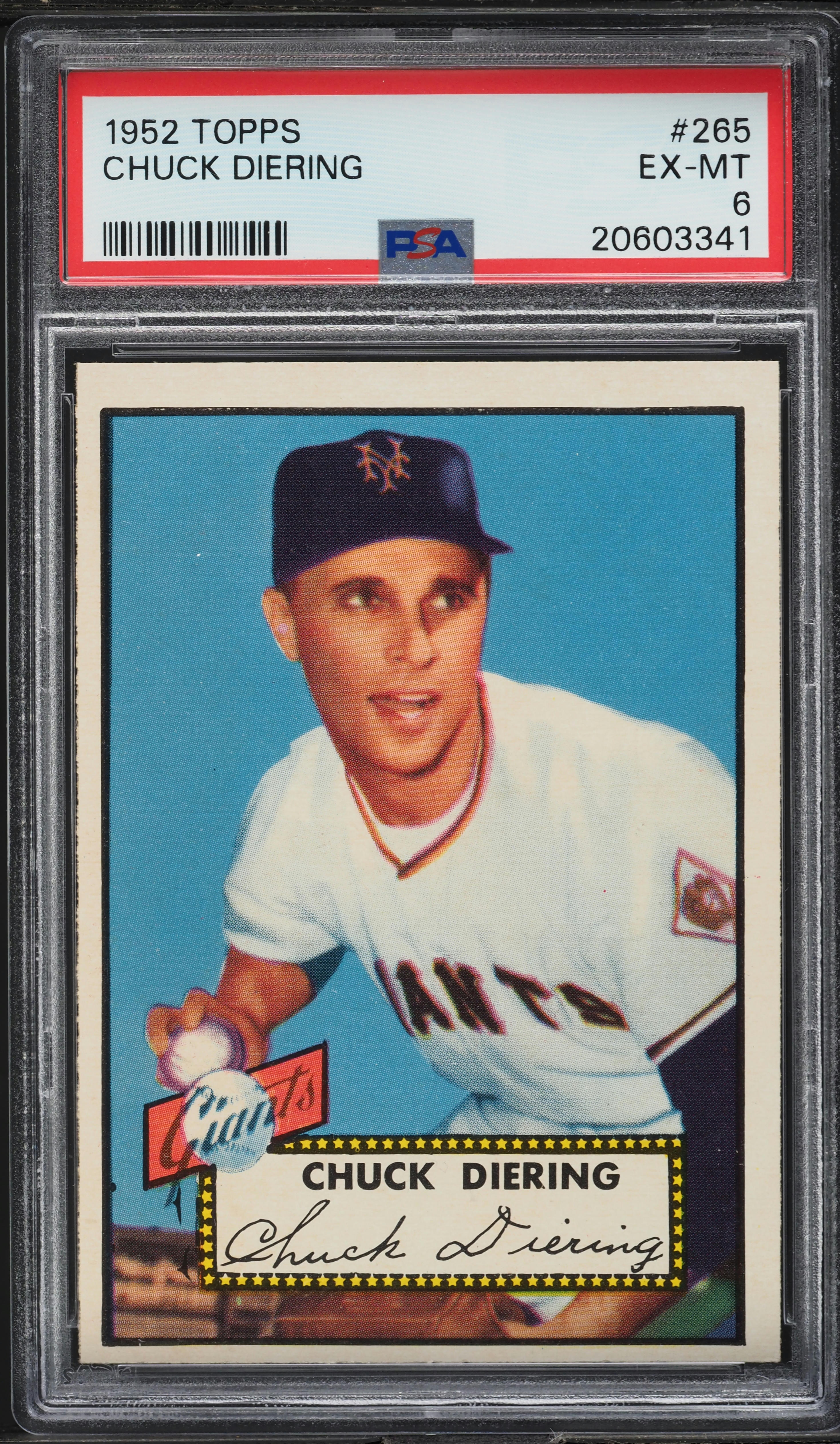 1952 Topps Chuck Diering #265 PSA 6 EXMT