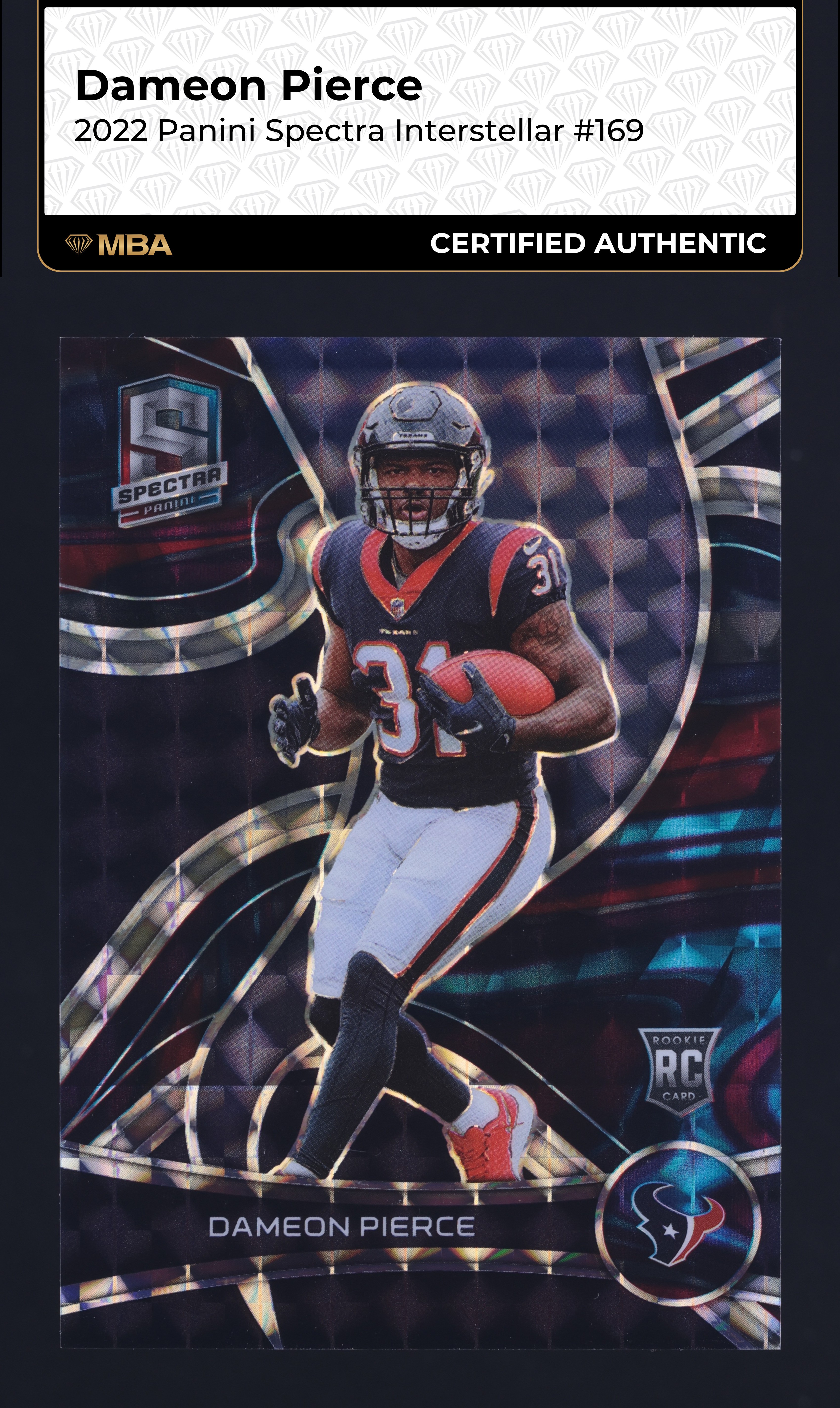 2022 Panini Spectra Interstellar Dameon Pierce ROOKIE /60 #169 MBA AUTH