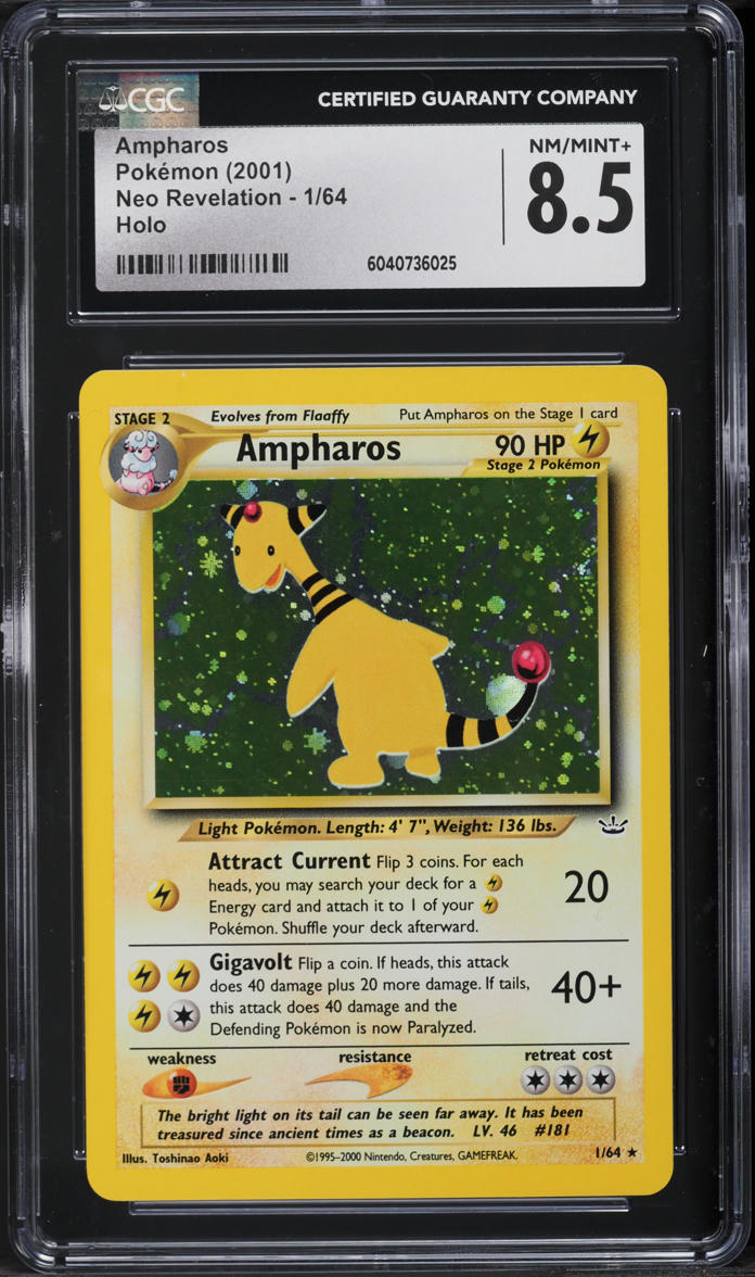 2001 Pokemon Neo Revelation Holo Ampharos #1 CGC 8.5 NM-MT+