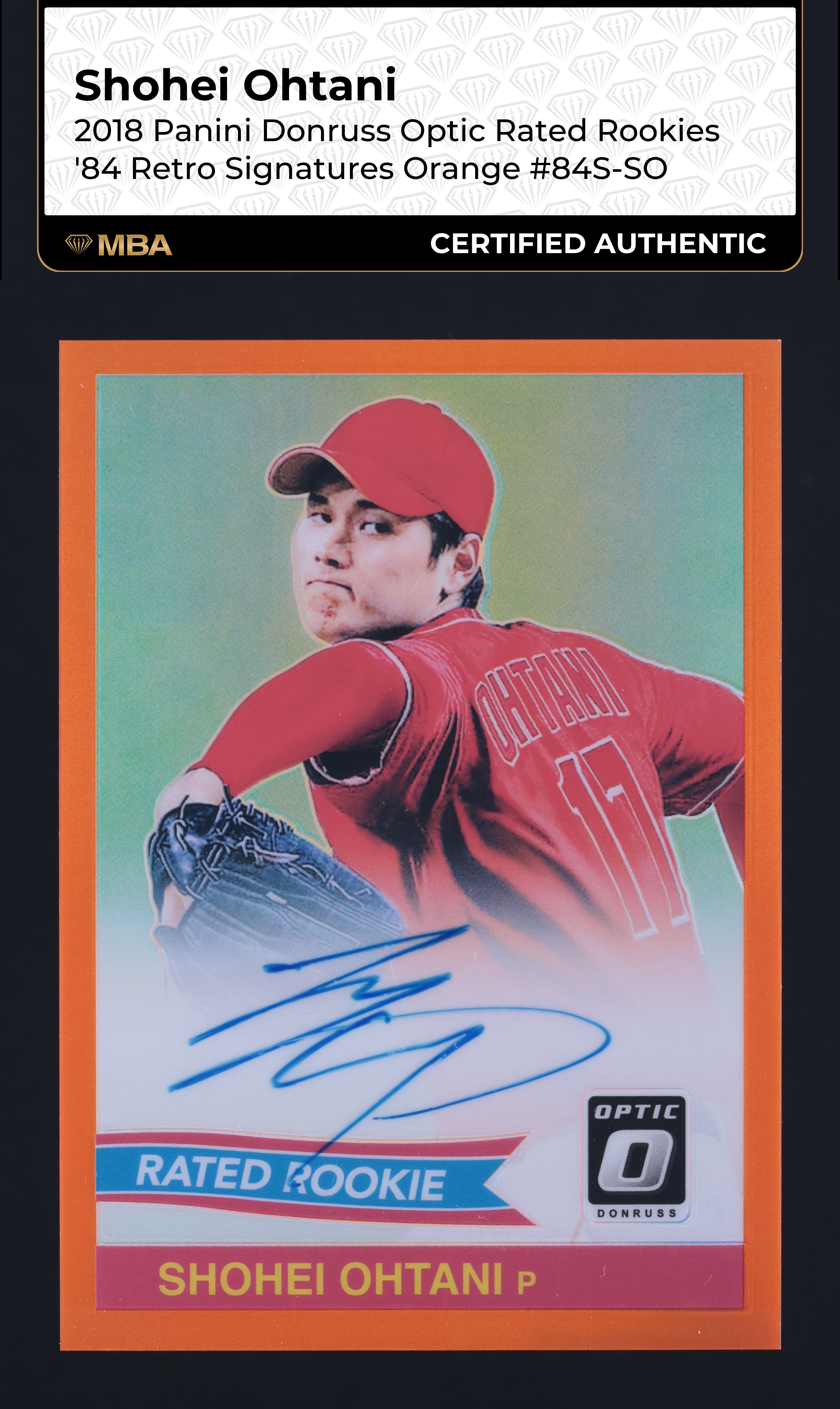 2018 Donruss Optic '84 Retro Orange Shohei Ohtani ROOKIE AUTO /30 MBA AUTH