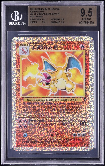 2002 Pokemon Legendary Collection Box Topper Reverse Foil Charizard #S1 BGS 9.5