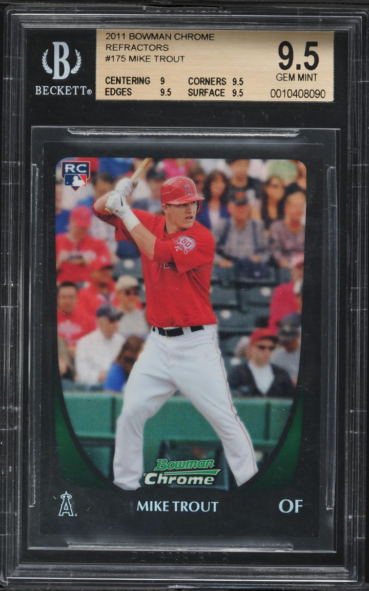 2011 Bowman Chrome Refractor Mike Trout ROOKIE #175 BGS 9.5 GEM MINT