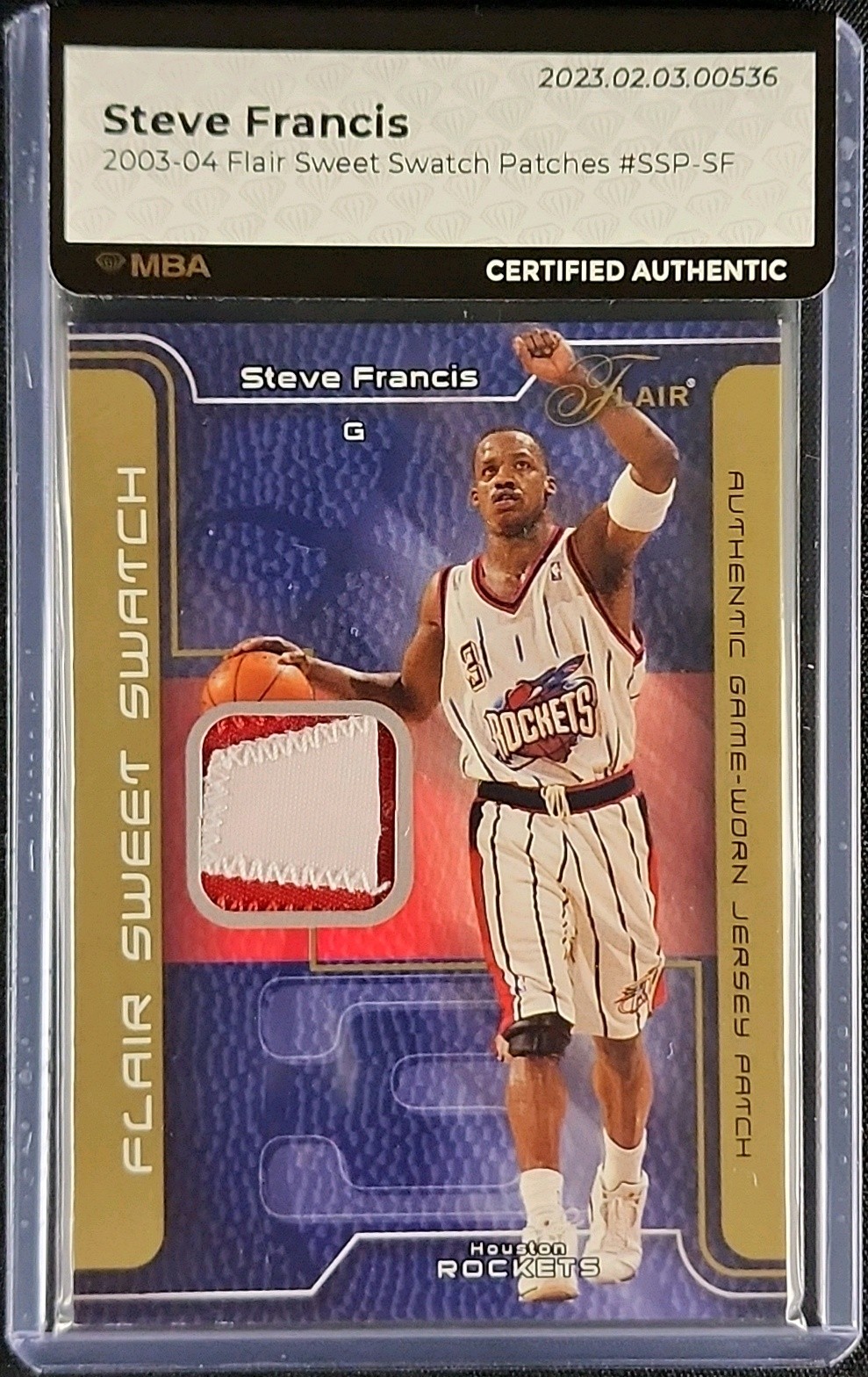 2003 Flair Sweet Swatch Steve Francis PATCH /50 #SSP-SF MBA AUTH