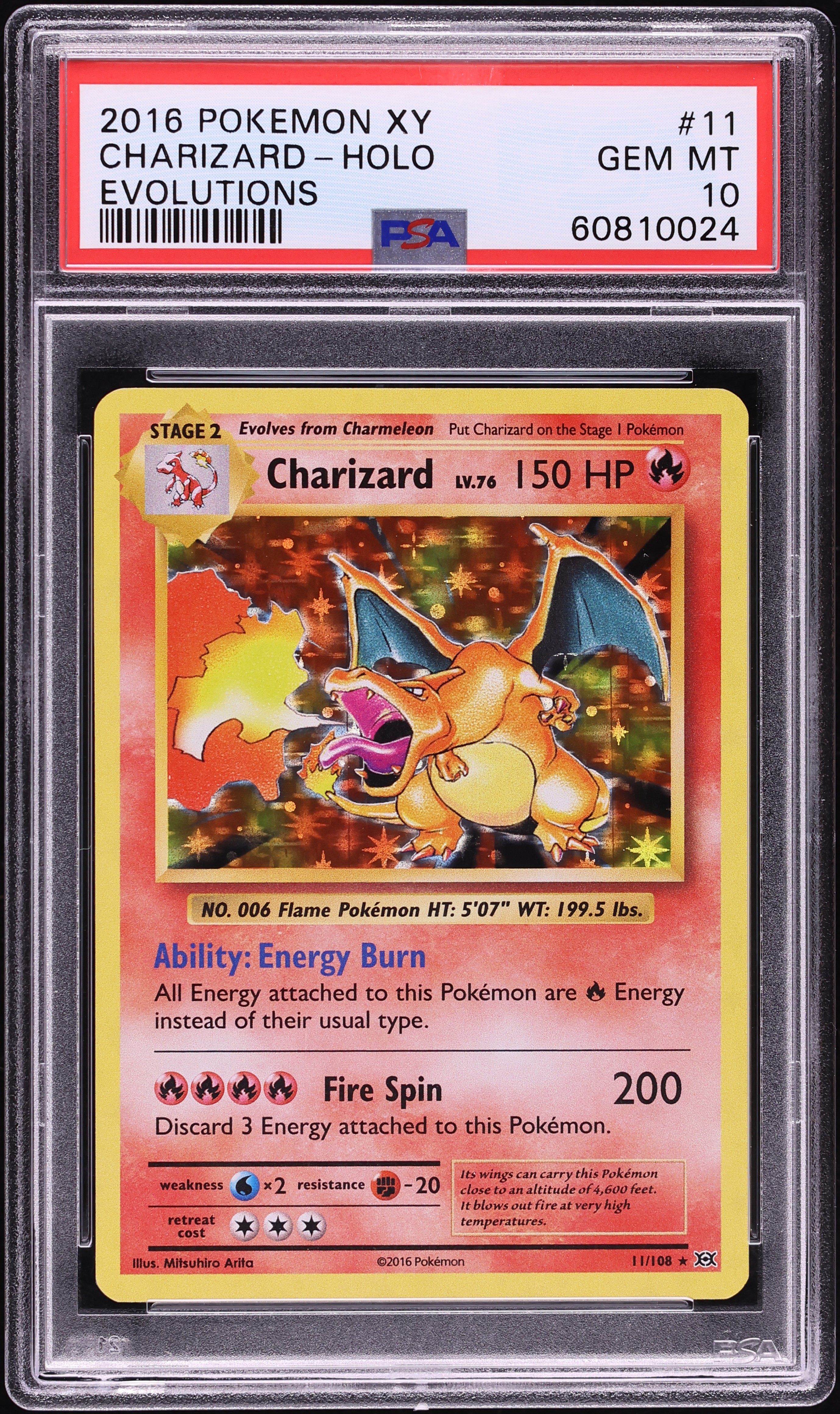 2016 Pokemon XY Evolutions Holo Charizard #11 PSA 10 GEM MINT
