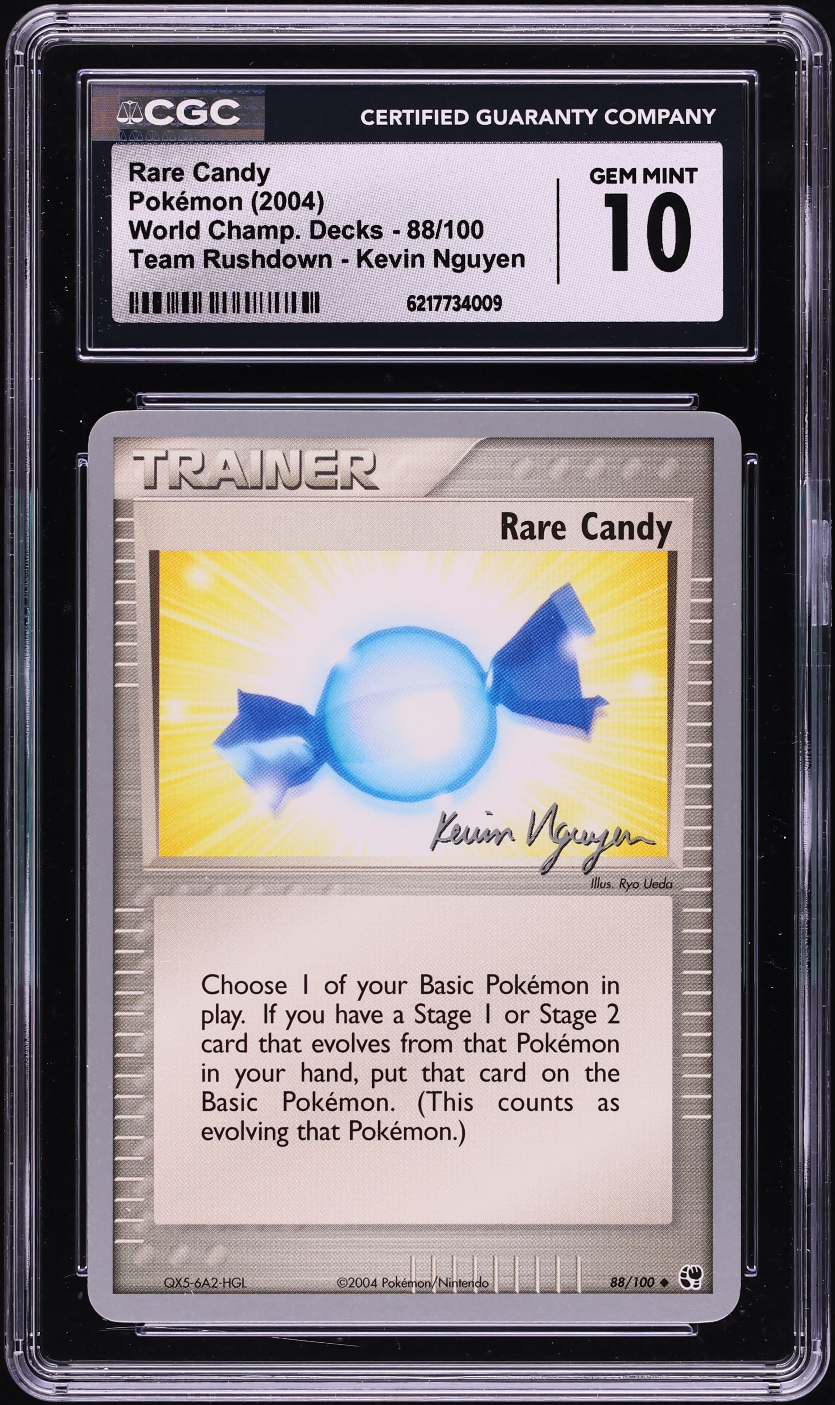 2004 Pokemon World Championships Team Rushdown Kevin Nguyen Rare Candy #88 CGC 10 GEM MINT