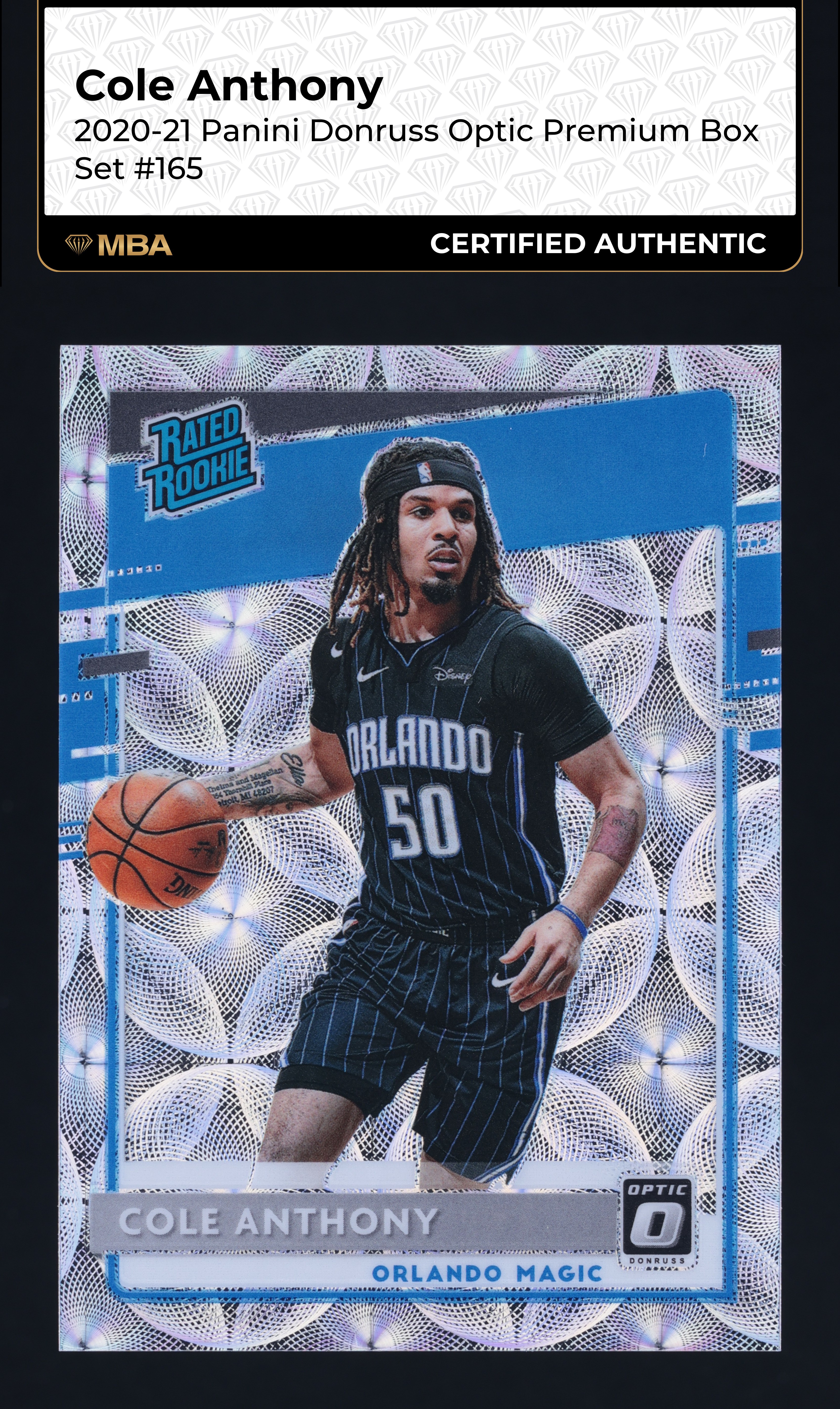 2020 Donruss Optic Premium Box Set Cole Anthony ROOKIE /249 #165 MBA AUTH