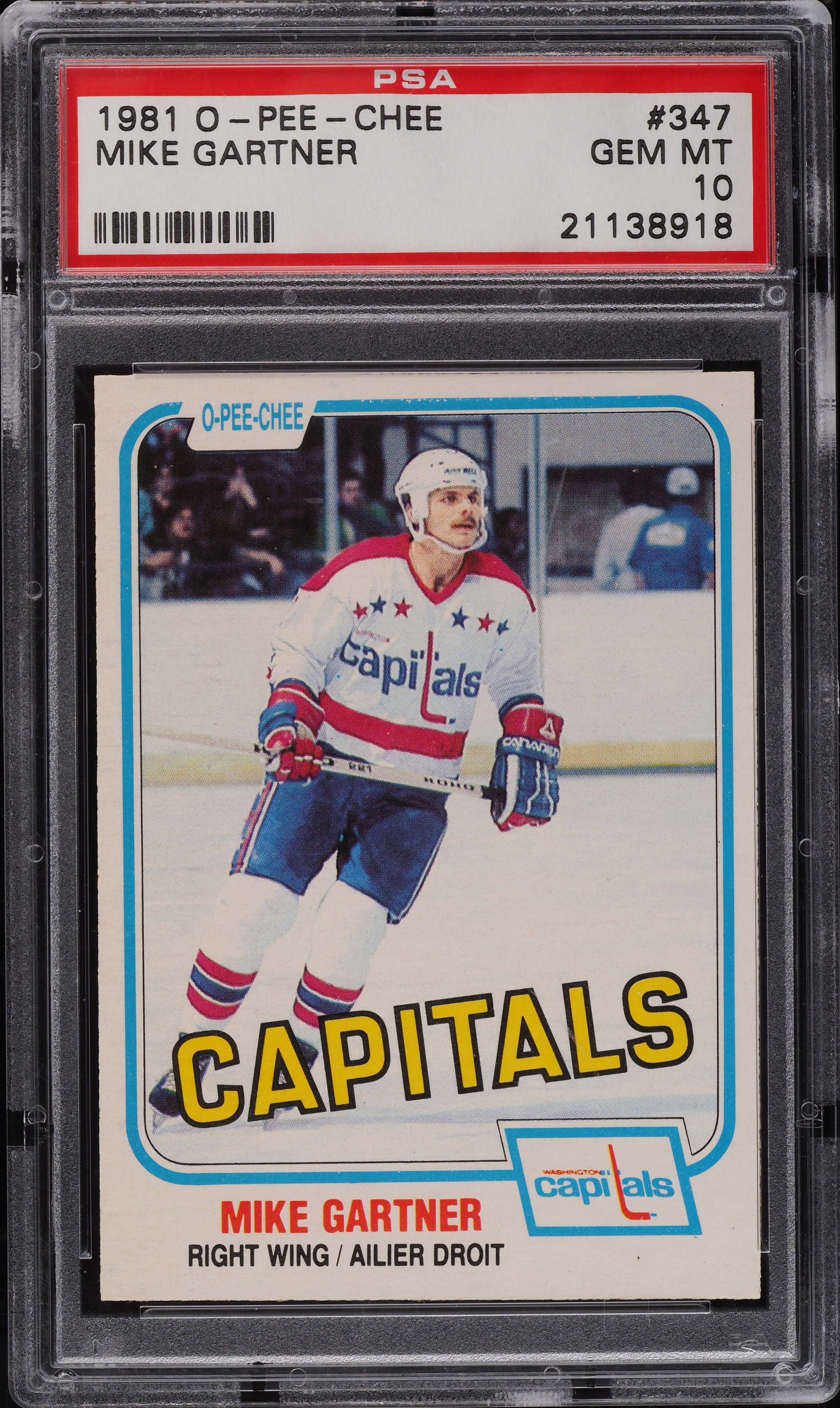 1981 O-Pee-Chee Hockey Mike Gartner ROOKIE #347 PSA 10 GEM MINT