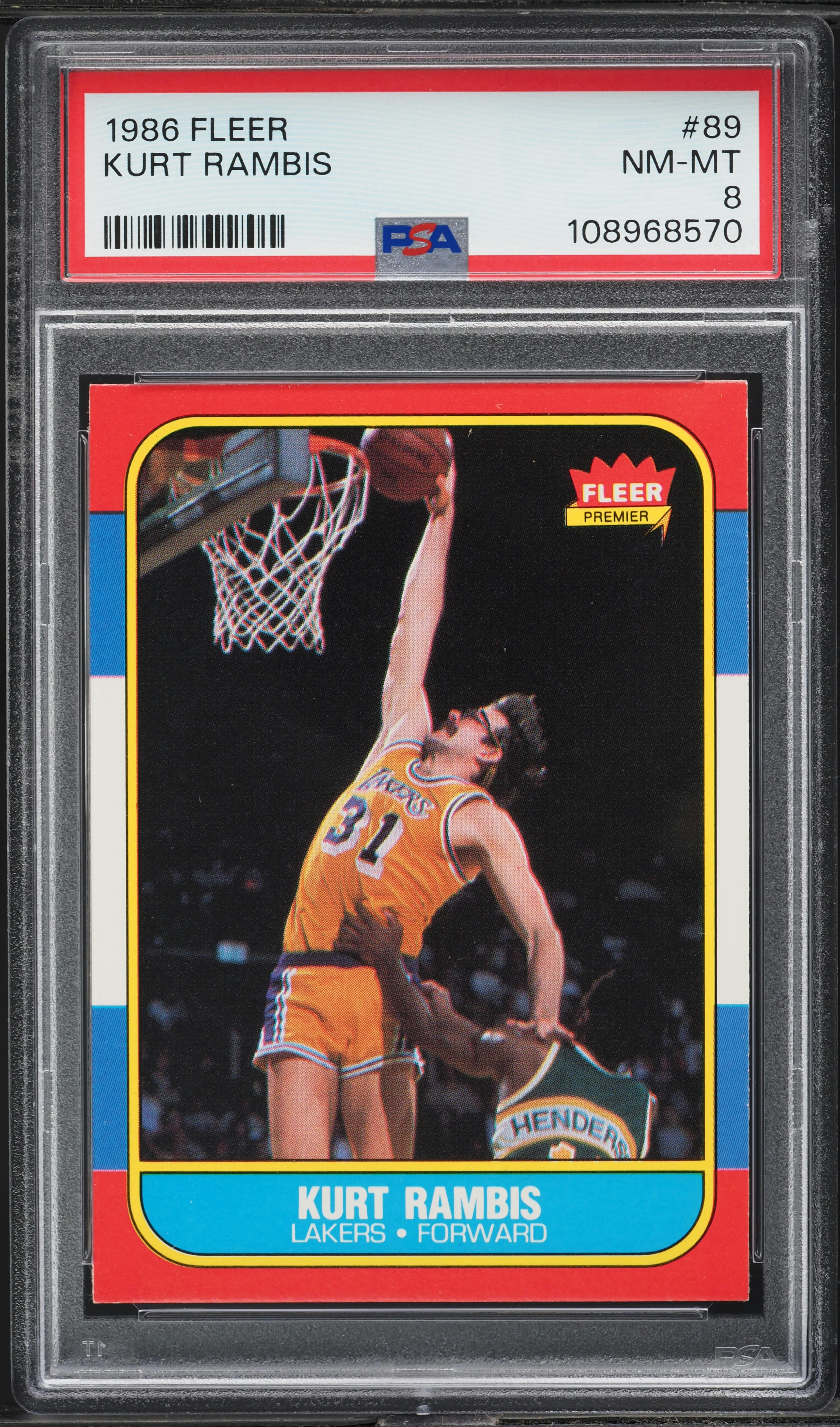 1986 Fleer Basketball Kurt Rambis ROOKIE #89 PSA 8 NM-MT