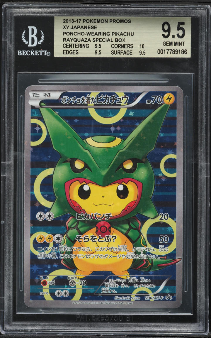 2016 Pokemon Japanese XY Promo Rayquaza Poncho Wearing Pikachu #230 BGS 9.5 GEM MINT