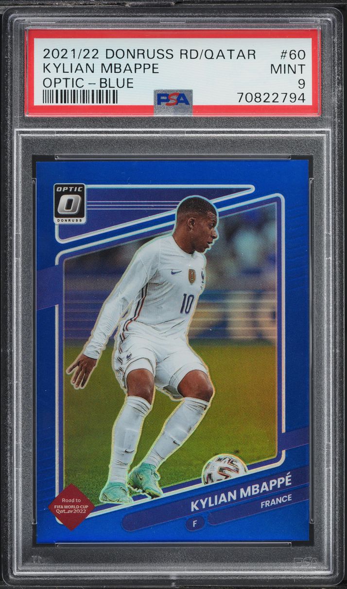 2021 Donruss Optic Road To Qatar Blue Kylian Mbappe /99 #60 PSA 9 MINT