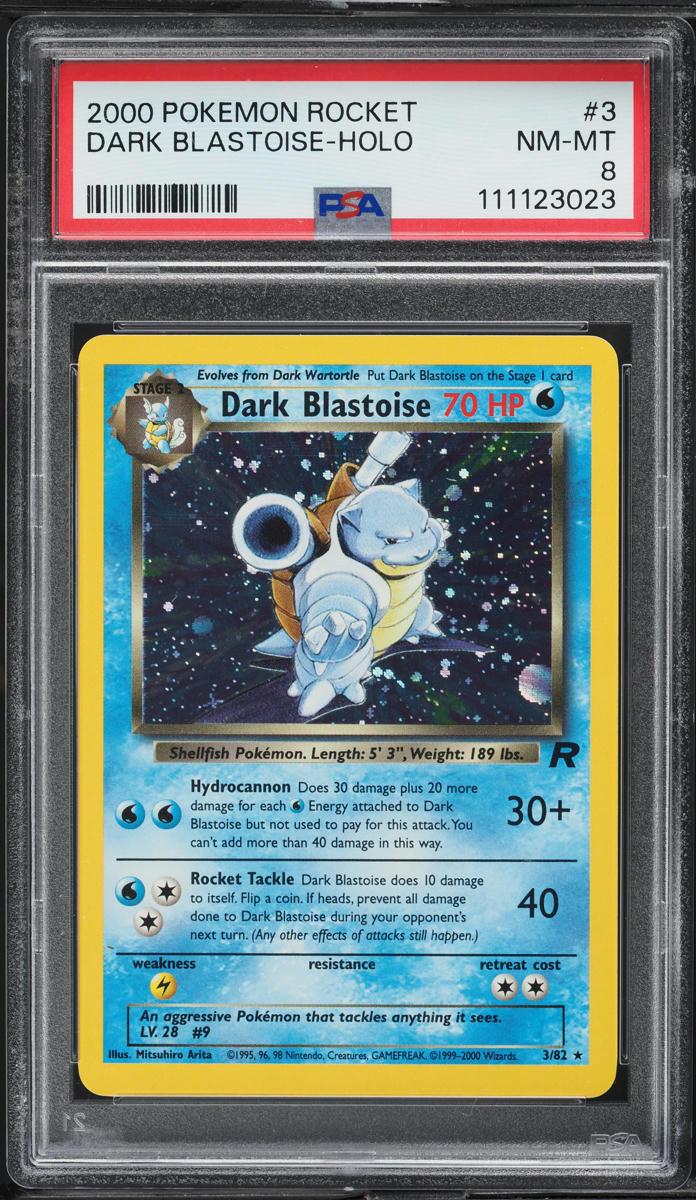 2000 Pokemon Team Rocket Holo Dark Blastoise #3 PSA 8 NM-MT