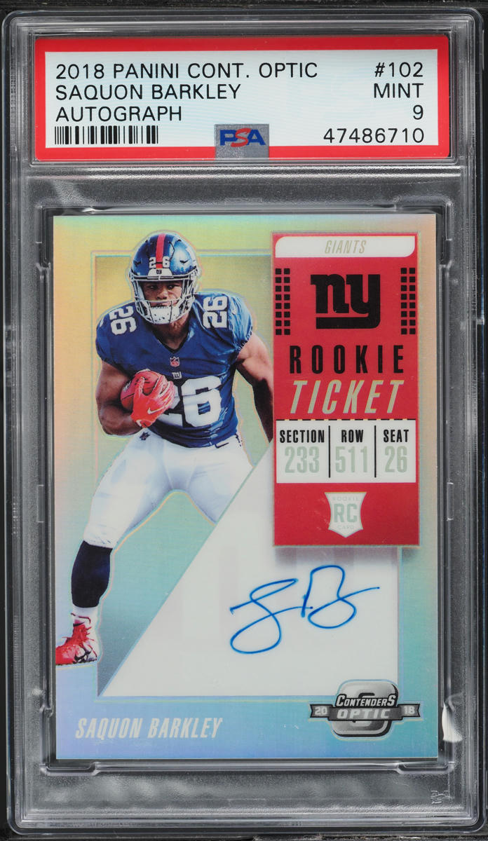 2018 Panini Contenders Optic Saquon Barkley ROOKIE AUTO #102 PSA 9 MINT